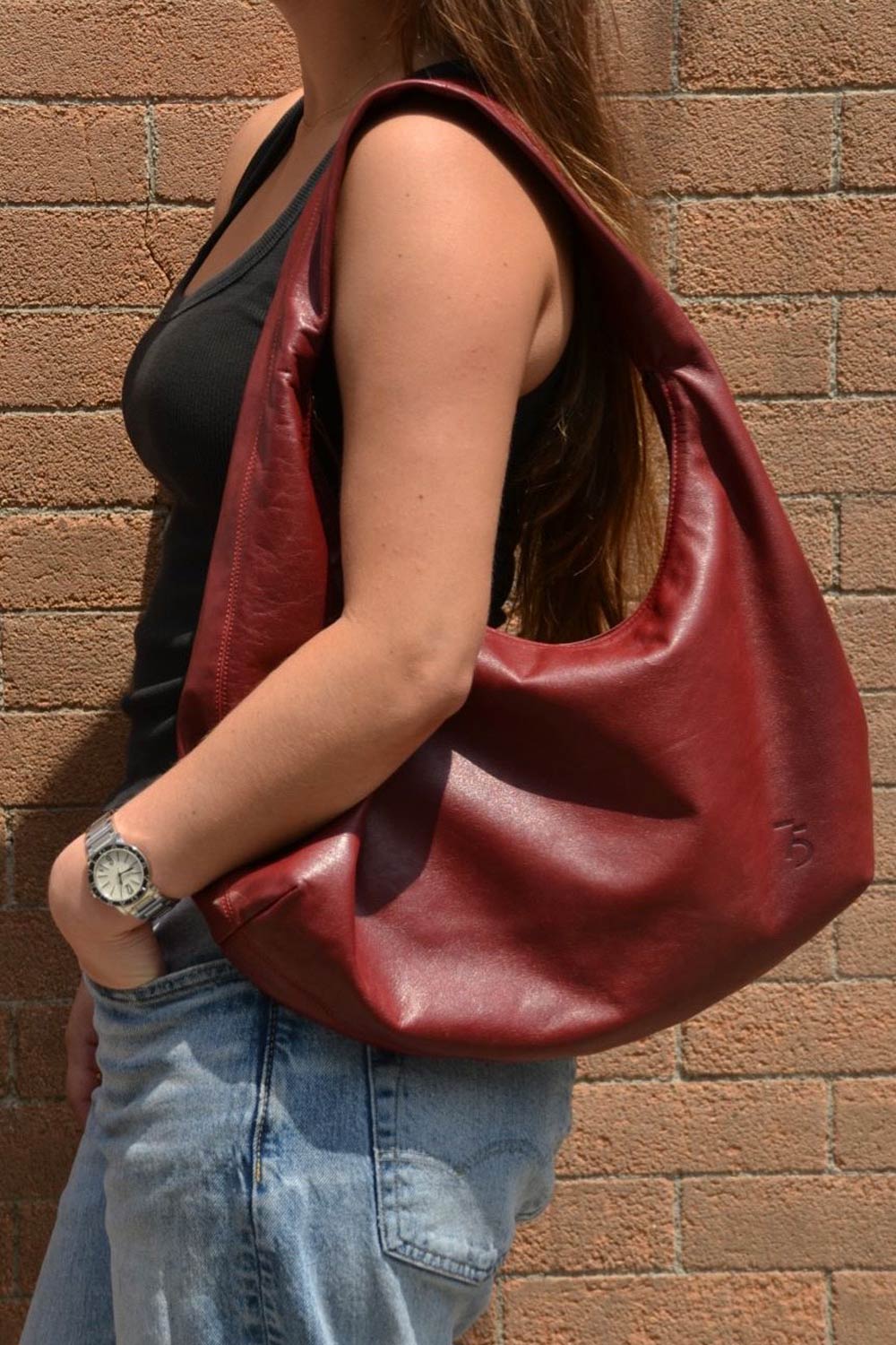 75 The Brand - Bolsa de Piel Omni Bag - Color Café